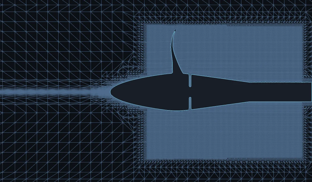 Mesh slice around the propeller, with a refined zone around the blades